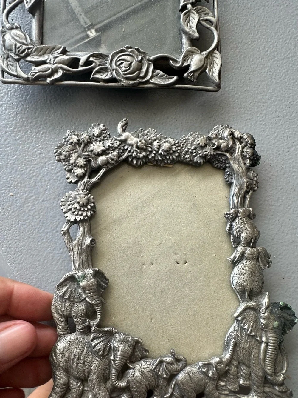 Vintage pewter Decorative Fairy & Elephant Photo Frames - Home Accents